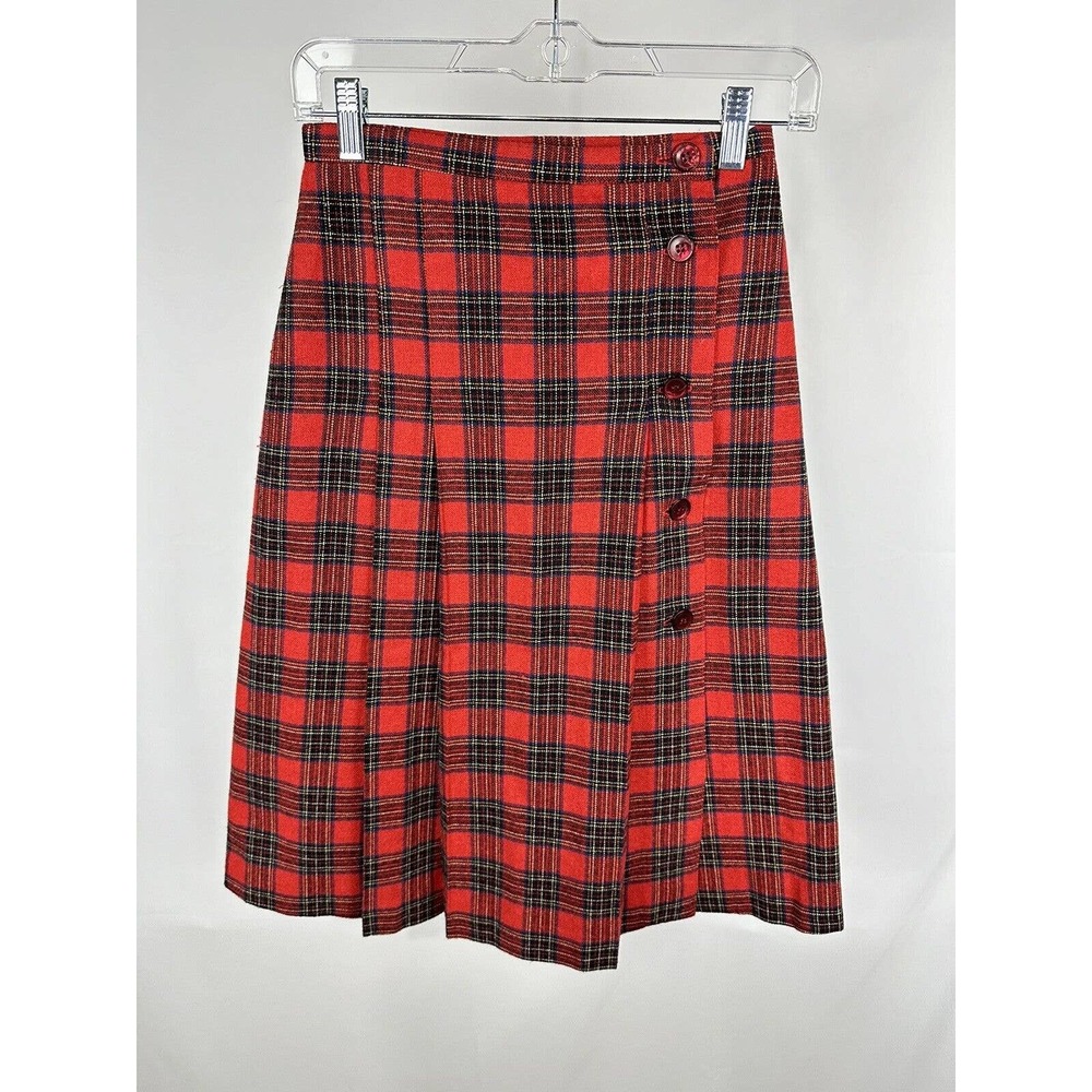 Vtg Bobbie Brooks Plaid Wrap Skirt USA/ Union Made Womens Size 7/8